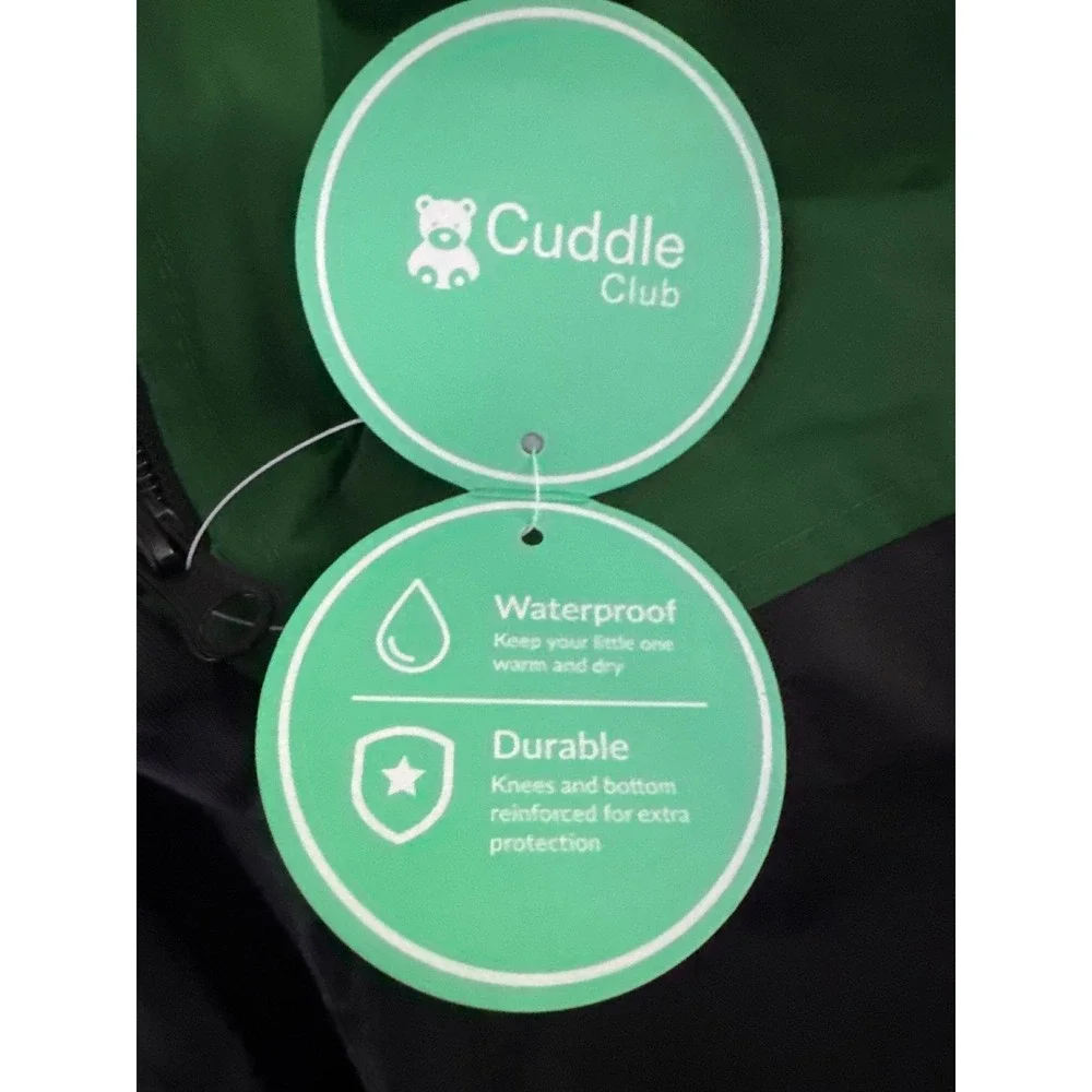 Cuddle Club One Piece Kids Rain Suit Waterproof Hooded Green Dino Toddler 3T